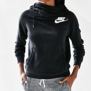 NIKE Funnel Neck Hooded Sweatshirt - Black